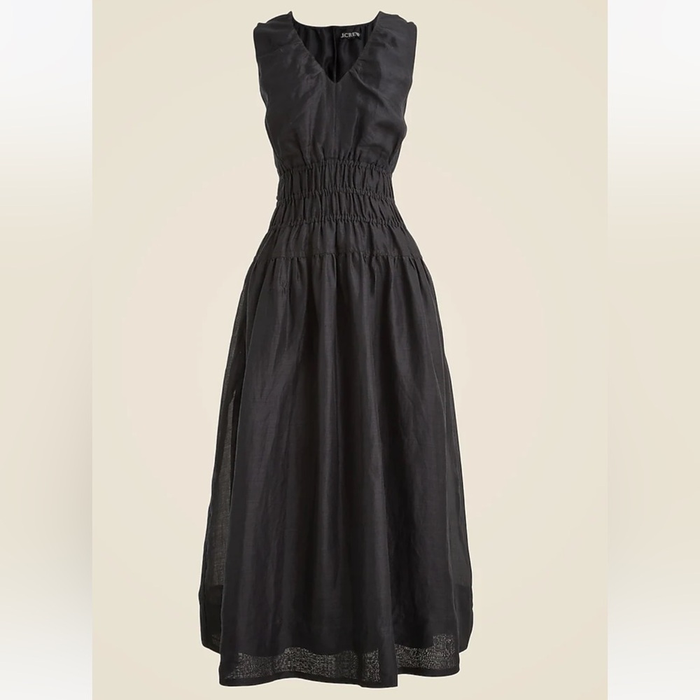 J. Crew Black Linen Midi Dress - NWT